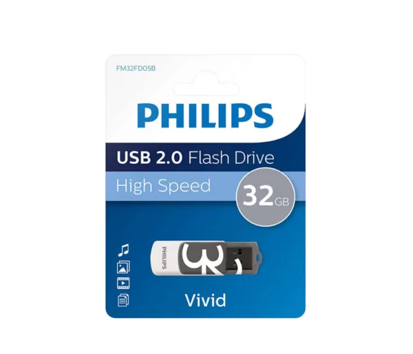 CLÉ USB PHILIPS VIVID 32GO USB 2.0 – BLANC & VERT